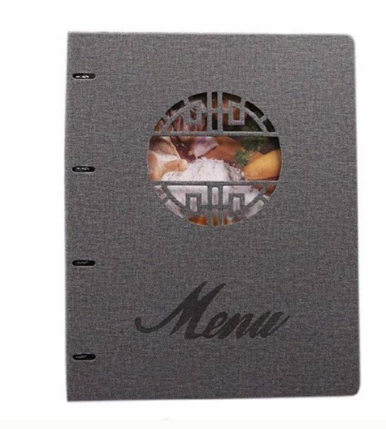 Porte-Menu A4 Classique en Similicuir PU Gris – 18 Vues Élégance Moderne